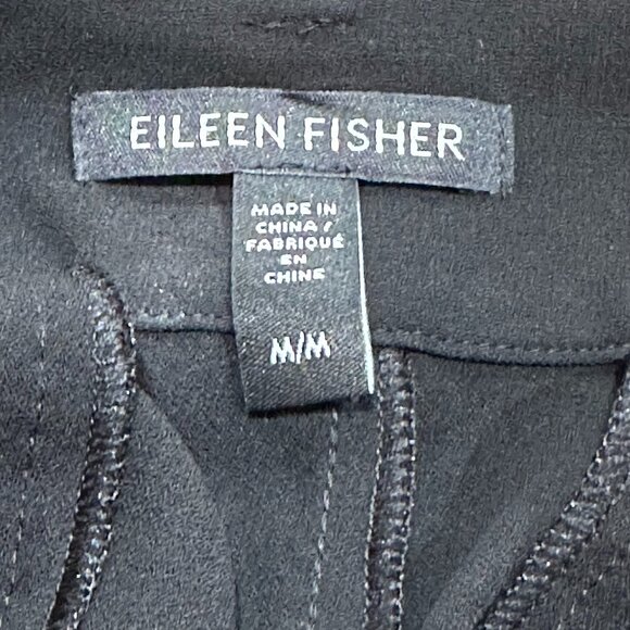 Eileen Fisher Silk Black Crepe Trouser Pants Medium Dress Work Career High Waist - Picture 5 of 6